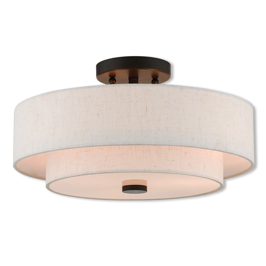 Livex Lighting 51084-92 Claremont Bronze 3-light Flush Mount