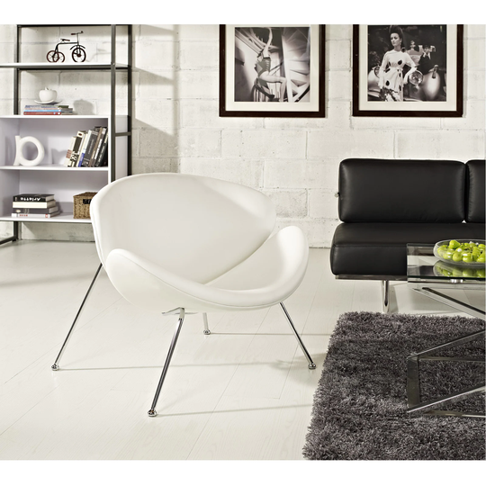 Nutshell White Vinyl Lounge Chair