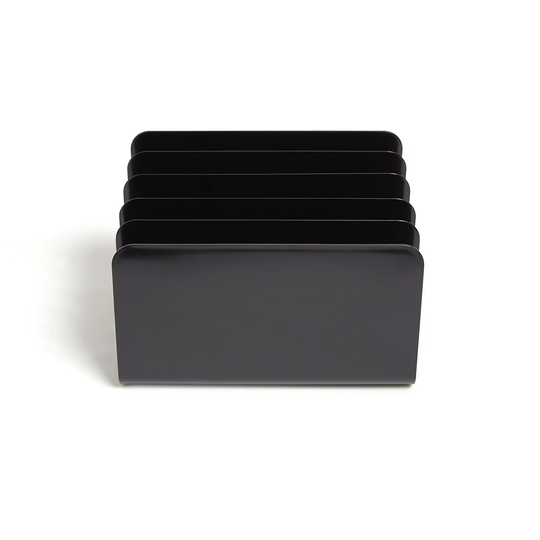 TRU RED 5-Slot Black Plastic Incline Sorter - 6.5" x 9.49" x 6.26"