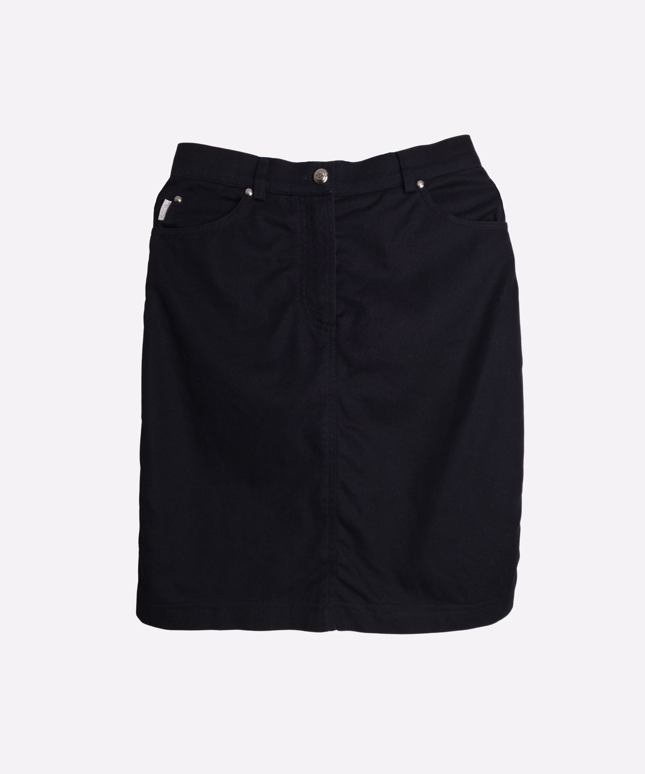 Escada Vintage Womens Cotton Skirt 90S Margaretha Ley Designer Pencil Black Straight Mini