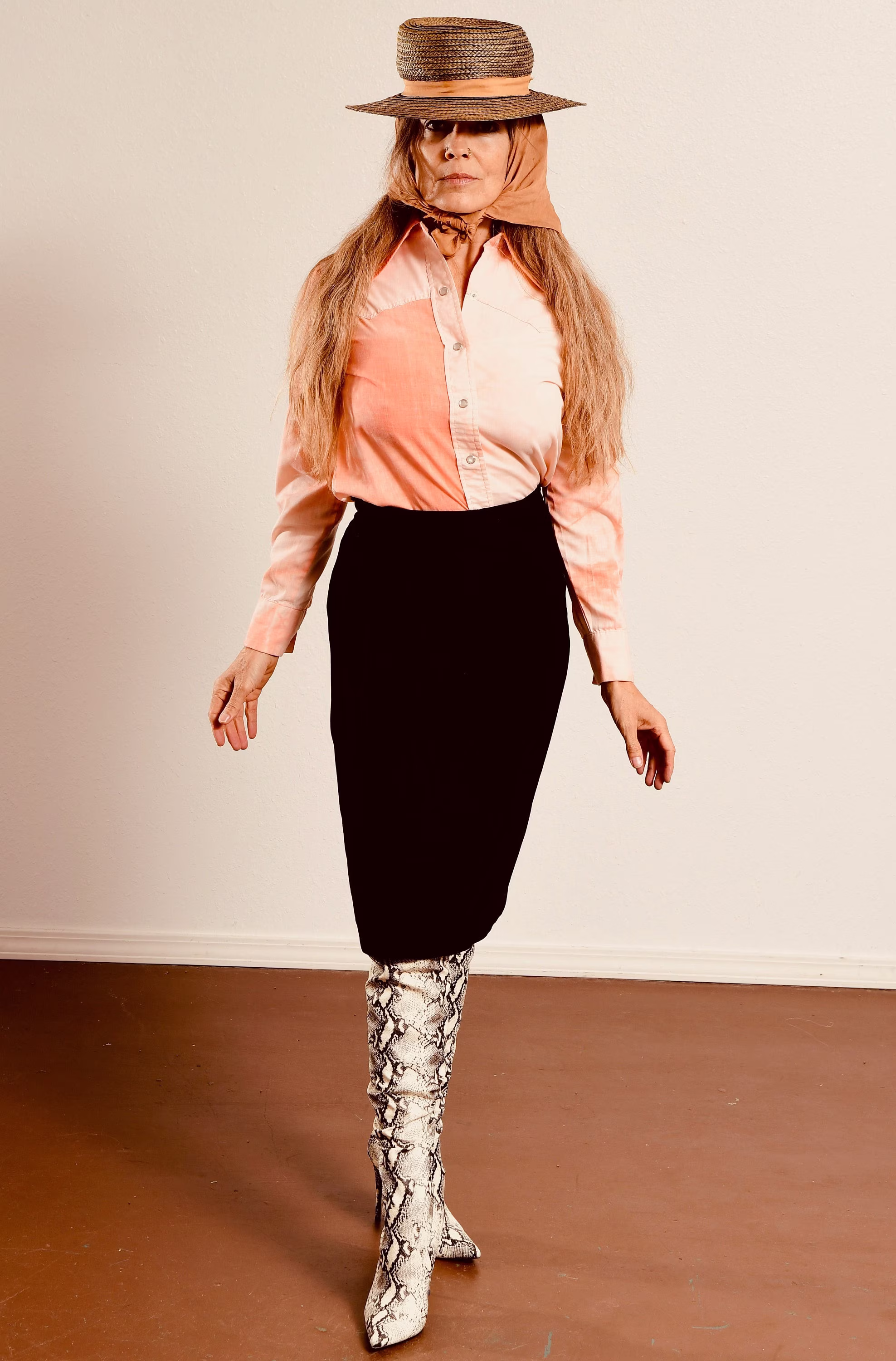 80's Velvet Skirt/ Pencil Black Skirt