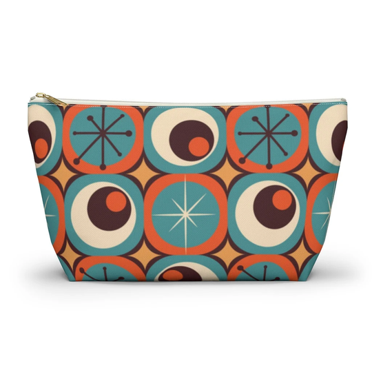 T Bottom Pouch Mid Century Modern, Accessory W T-Bottom, Makeup Bag For Women, Zipper Pencil Case, Groovy Bag, 1960S Accessories Teal