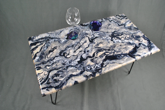 Black, Grey, & Cream, Epoxy Coffee Table, Resin Marble Hairpin Furniture, Housewarming Gift, Home Decor, Furniture