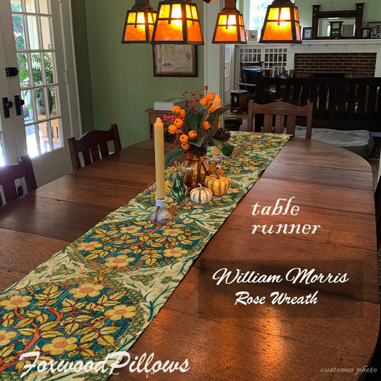 William Morris Table Setting, Rose Wreath Décor, Elegant Runner, Traditional Dinning Room Placemat, Napkins, Décor