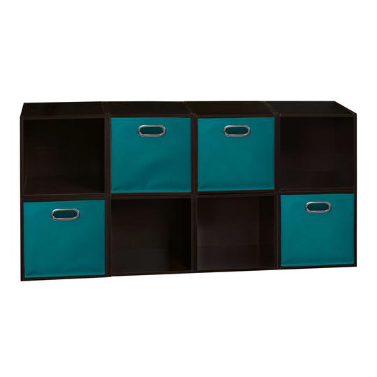 Noble Connect Storage Set - 8 Cubes and 4 Canvas Bins- Truffle/Teal