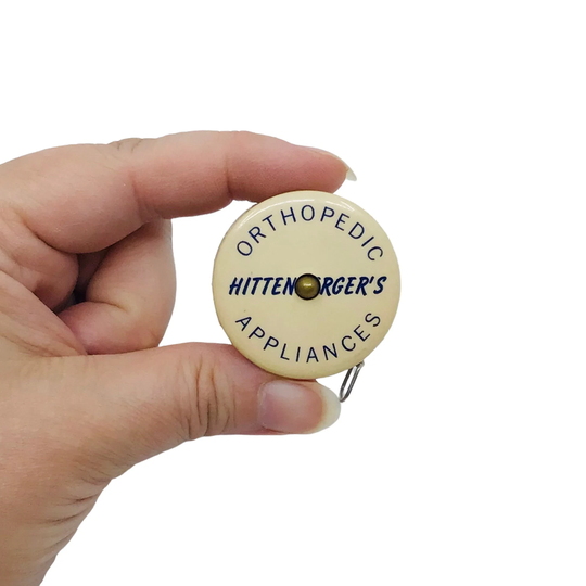 Vintage Mini Measuring Tape Hittenbergers Orthopedic Appliances Advertisement Collectible
