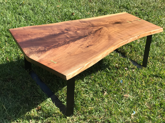 Black Walnut Coffee Table with Brass Bowties