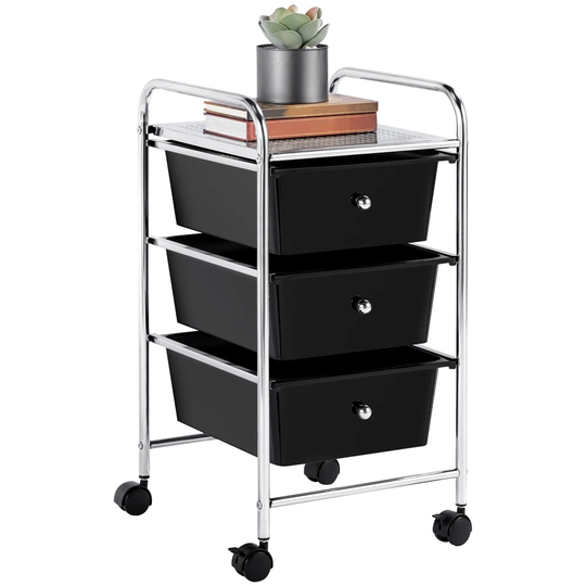Yaheetech 3-Drawer Rolling Storage Cart Bin Organizer with Metal Frame