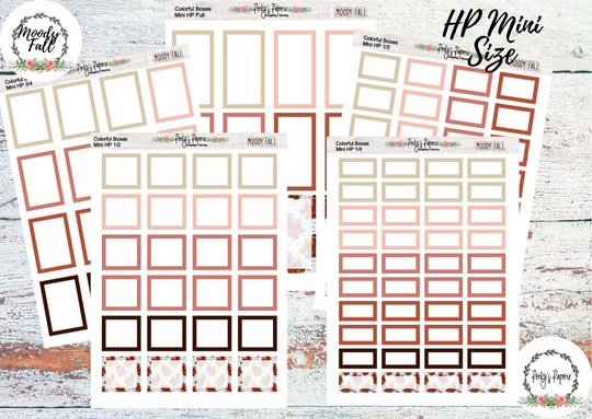 Moody Fall Mini Hp Vertical Colorful Planner Boxes | Functional Stickers Budget Box