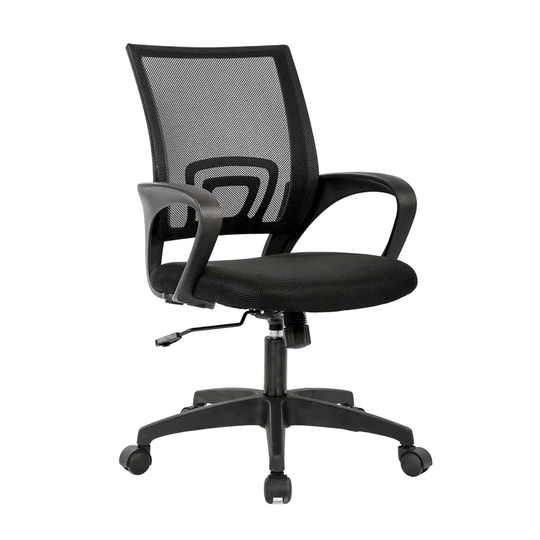 Mid Back Swivel Lumbar Support Ergonomic Mesh Chair with Armrest