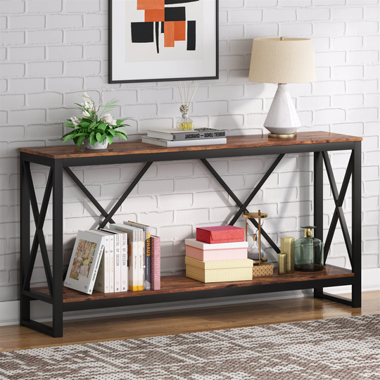 70.9" Sofa Console Table Behind Couch , Industrial Narrow Long Entryway Table Hallway Console Table