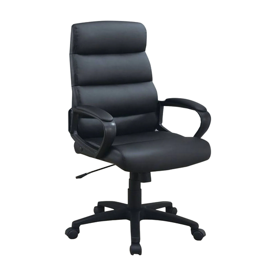 Office Chair with Horizontally Tufted Padded Back, Black