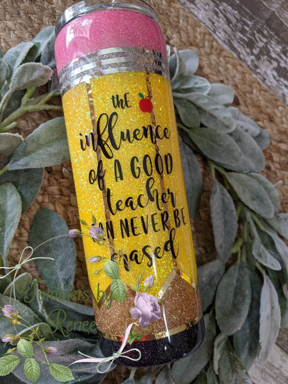 Glitter Pencil Teacher Gift| Stainless Steel Travel Tumbler Mug
