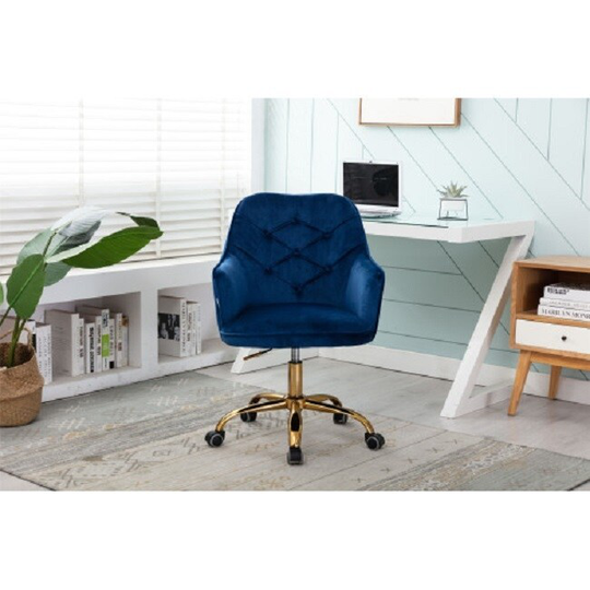 Velvet Swivel Shell Chair for Living Room ,Office chair , Modern Leisure Arm Chair Navy