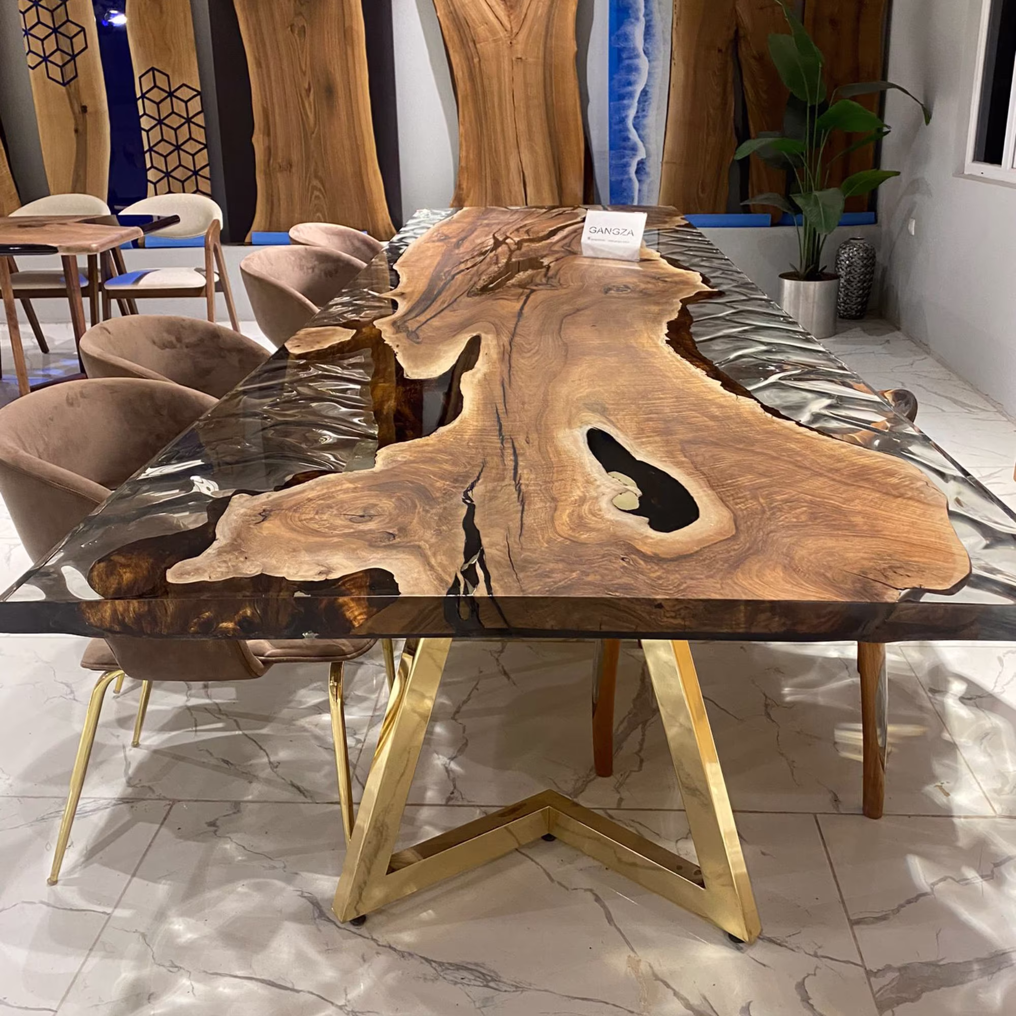 Custom Order Clear Epoxy Table Top | Natural Walnut Wood Live Edge