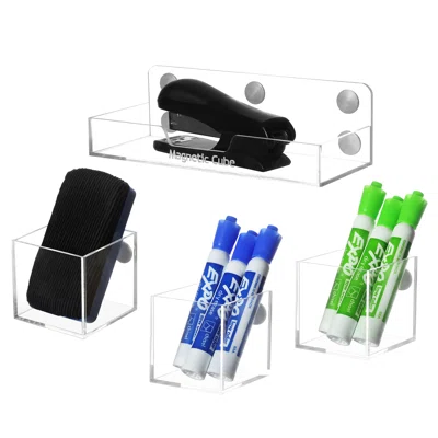 4-Piece Acrylic Magnetic Supplies Holder Set