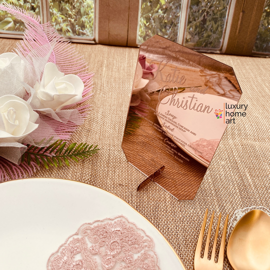 Rosegold Acrylic Menu List Card, Table Centerpieces, Wedding Standing Bridal Shower, Custom Laser Cut Menu List, Reception