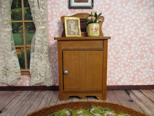 Antique German Dollhouse Furniture - Schneegas Tall Cupboard Sideboard With Mirror 1" Scale