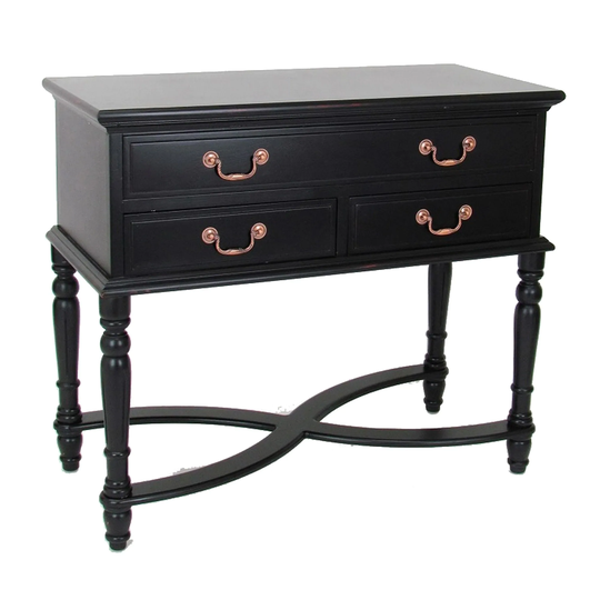 Wooden Sideboard with 3 Drawers and Turned Legs, Black