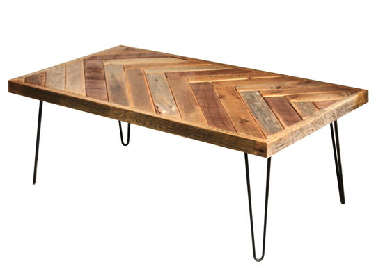 Reclaimed Wood Chevron Coffee Table - Rustic Living Room Furniture Farmhouse Coffee Table Home