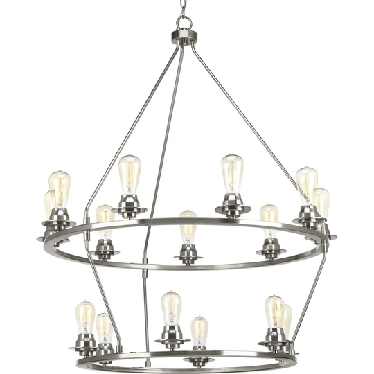 Debut Collection 15-Light Brushed Nickel Farmhouse Chandelier Light - N/A