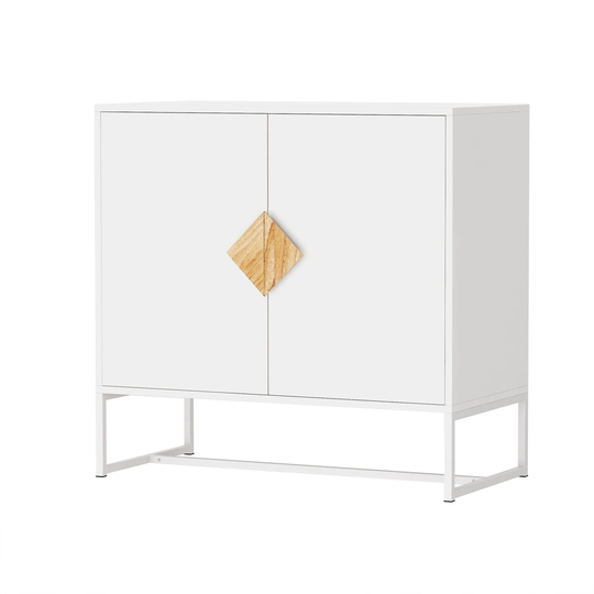 Solid Wood Sideboard with 1 Shelf and Square Shape Handle, 31.77" L x 15.74" W x 28.34" H, White