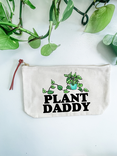 Plant Daddy, Canvas Zipper Pouch, Pencil Or Pen Case, Make Up, Cosmetics, Toiletries Bag, School Supplies Travel Bag