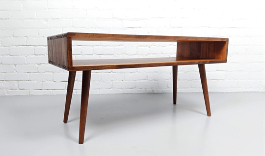 Mid Century Modern Coffee Table, Retro Orange Minimalist Table