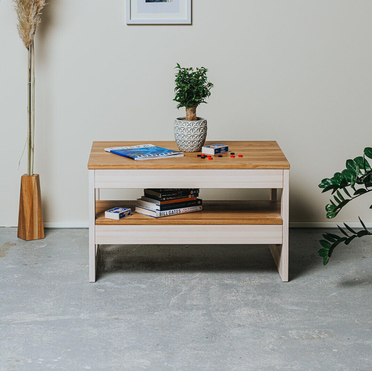 Wooden Handmade Coffee Table For Living Room Natural Wood Material