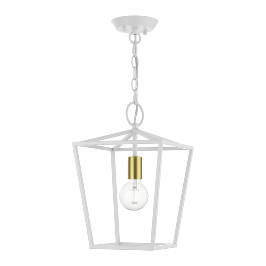 White 1-Light Square Lantern - 10" sq x 13.75" h