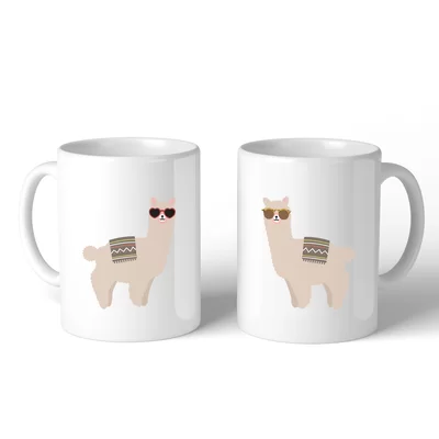 Henn Llamas With Sunglasses BFF 2 Piece Coffee Mug Set