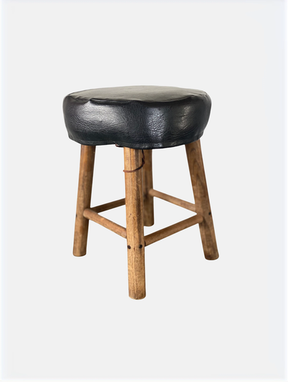 Vintage Classic Black Footstool - Small 4-Legged Stool Central Chair Co Asheboro Nc 16" Tall X 12" Seat