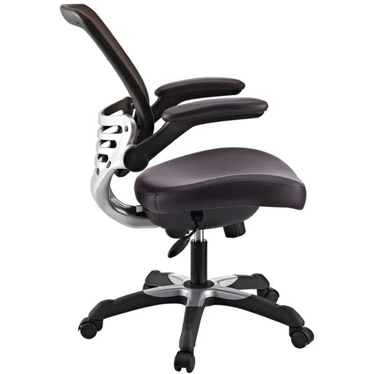 Modern Brown Mesh Back Ergonomic Office Chair with Flip-up Arms - 26.5 x 24 x 36