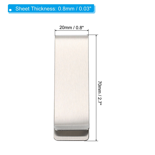 4pcs Pen Holder Clip, Stainless Steel Slim Wallet Pencil Loop Sleeve, Silvery - 70x20mm