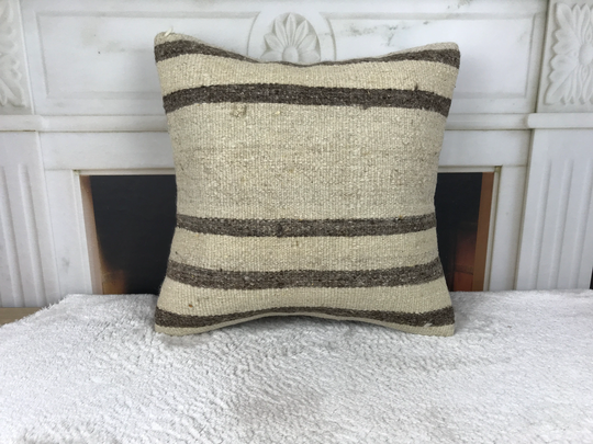 Kilim Cushion, Bench Pillow, Sofa 16x16 Throw Boho Bedroom Wool Bedding 4543