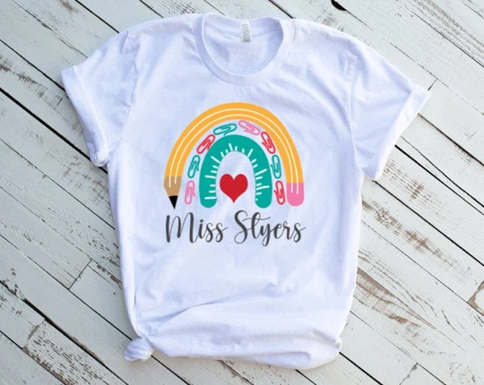 Cute Teacher Shirt, Rainbow Friday Pencil Handwriting Ruler
