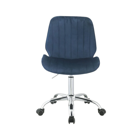 Velvet Upholstered Adjustable Office Chair in Twilight Blue