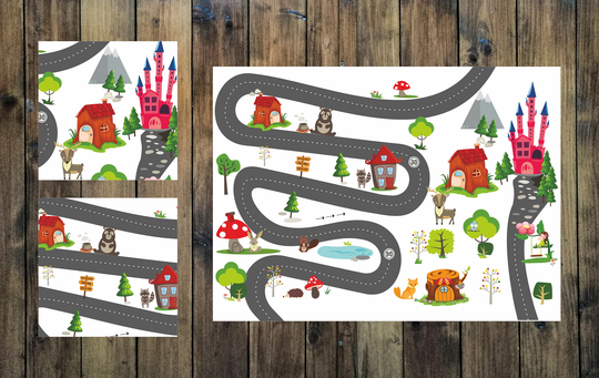 Road Sticker "Forest" 60x44cm Sutitable For Ikea Latt Table & 2 Chairs 24x24cm - Furniture Not Included