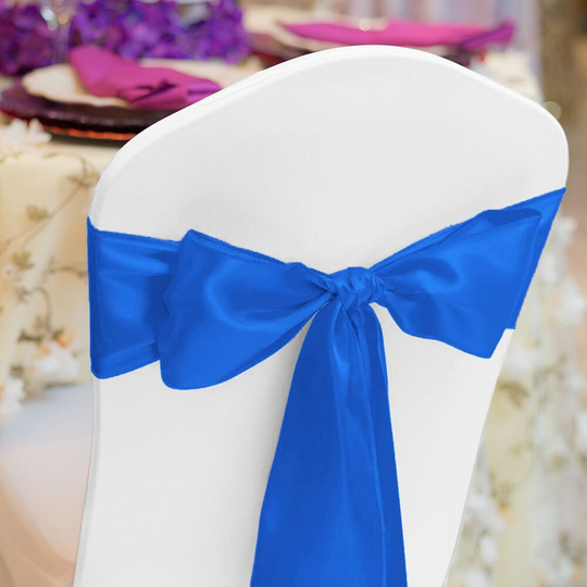 10 Pk Satin Chair Sashes Wedding Baby Shower Decor Sashes Red Royal Blue Eggplant Burgundy Orange Peach Turquoise Green Light