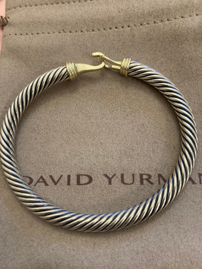 David Yurman Buckle Bracelet, 5mm, 925 Sterling Silver & 14K Gold Medium