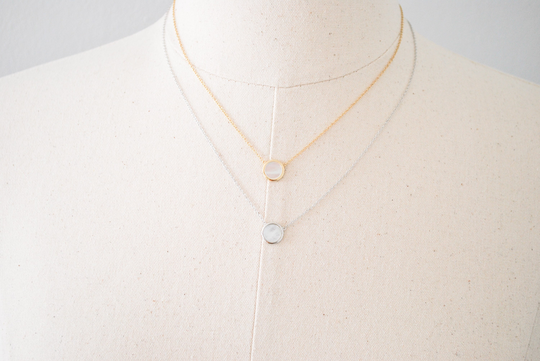 Mother Of Pearl, Shell Necklace, Coin Necklace, Dainty Necklace, Nacre, Gold Filled, Sterling Silver, Dainty Gold Necklace, Silver Necklace