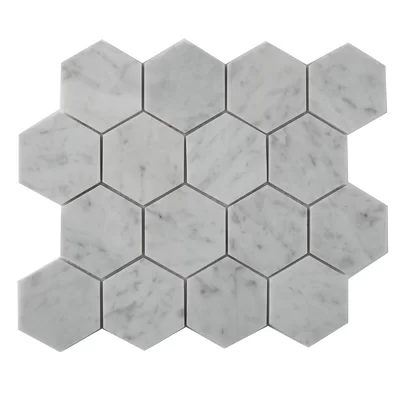 Carrara 3" x 3" Marble Honeycomb Mosaic Wall & Floor Tile