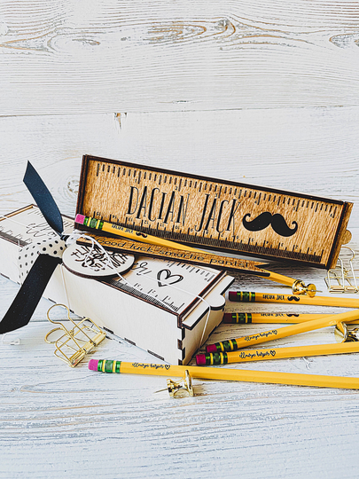 Personalized Back To School/ Teacher Appreciation Ruler Pencil Box With Matching Pencils