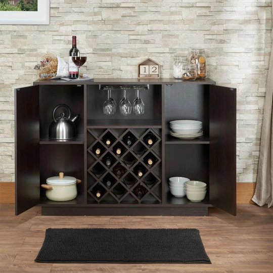 Multifunctional Sideboard with Wine Bottle Rack and 2 Doors