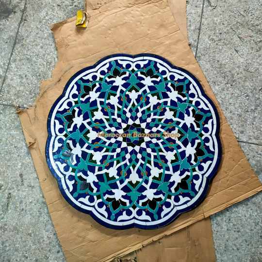 New Moroccan Mosaic Table Handmade Table, Outdoor/ Indoor Round Table, Multicolors, Home Decor