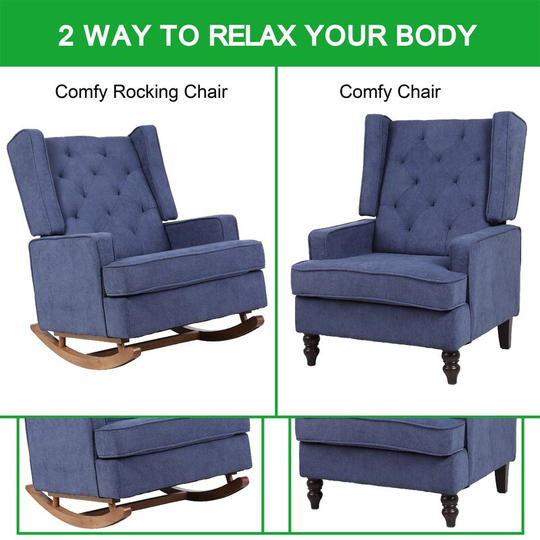 Livingroom Comfortable Rocking Chair, Lounge/Accent Chair,Blue