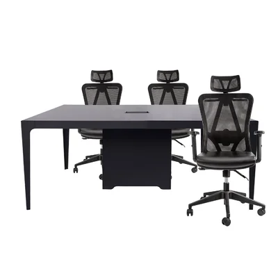Eaen Conference Meeting Table With Office Chairs For 6 Persons (Elm)