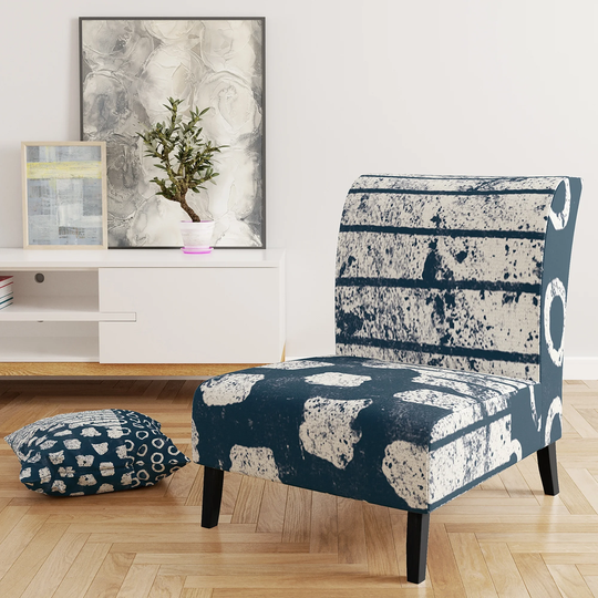 Designart 'Indigo Striples and Tile' Upholstered Modern Accent Chair