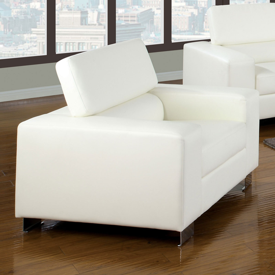 Leatherette Chair with Chorme Legs in White