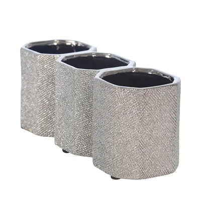 Glenloft Dots Ceramic 3-Cup Pencil Supplies Organizer